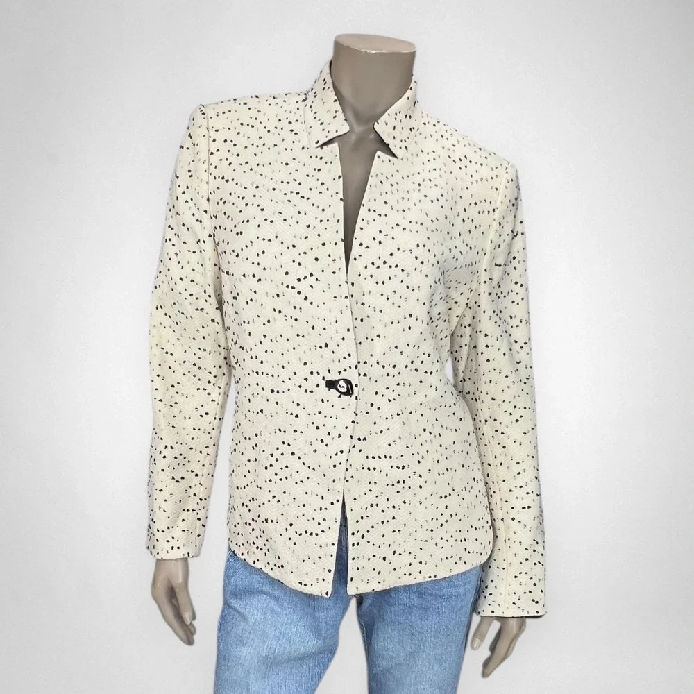 Vintage ALBERT NIPON Speckled Black‎ and White Blazer 12